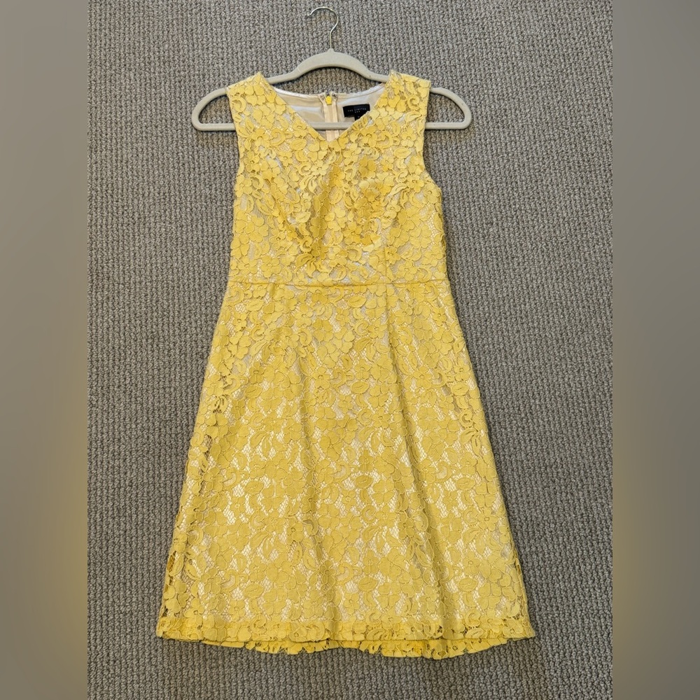 The Limited Yellow Lace Midi Dress